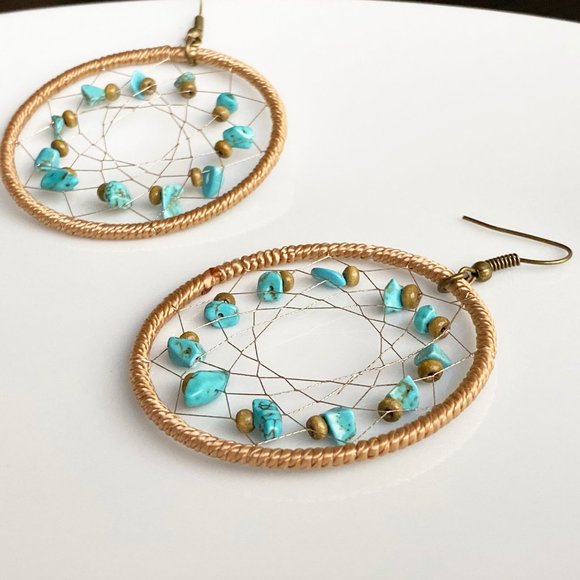 NEW Dreamcatcher Turquoise Earrings - Picture 4 of 6